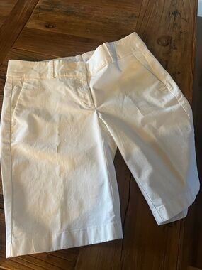 Ann Taylor White Cotton Bermuda Shorts